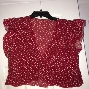 Red Summer Flowey Crop Top